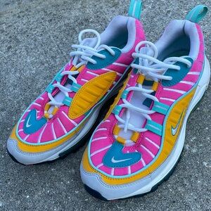 Nike Air Max 98 Teal Fuchsia Low Top Sneakers C19897-301 Size 6 Women